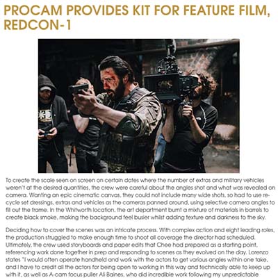 PROCAM PROVIDES KIT FOR FEATURE FILM, REDCON-1